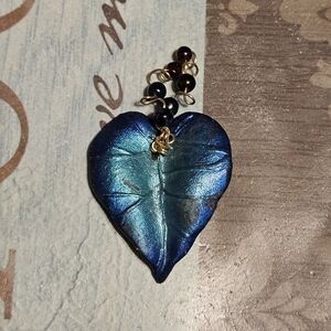 Gold Tone Blue Heart Pendant